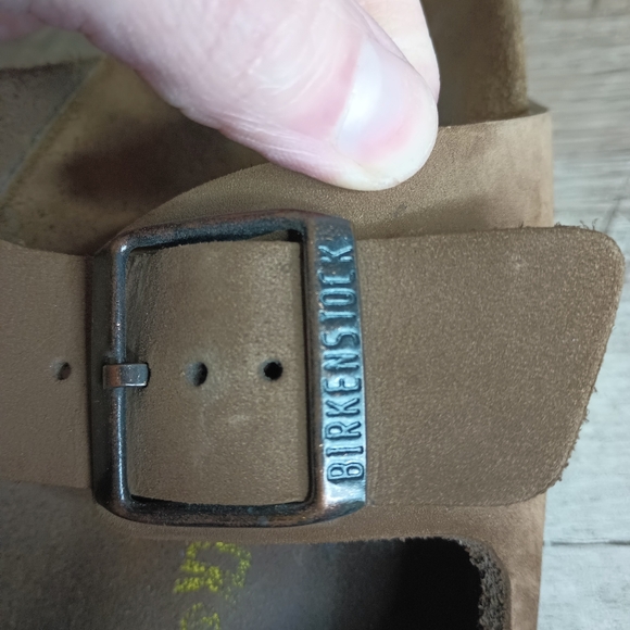 Birkenstock Arizona Suede Sandals 41 Womens 10 Mens 8 Brown Tan Buckle Comfort - Picture 11 of 14